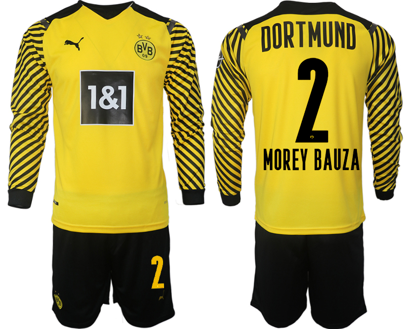 Men 2021-2022 Club Borussia Dortmund home yellow Long Sleeve #2 Soccer Jersey